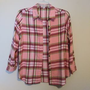 NWOT Pink plaid blouse